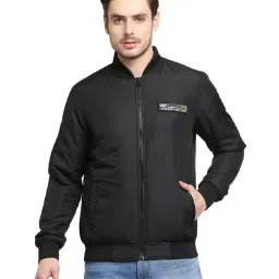 Spykar Black Regular Fit Bomber Jacket image 1