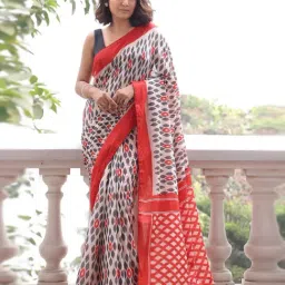 Anjaneya Sarees White Woven Cotton Silk Printed Designer Saree-picture-31
