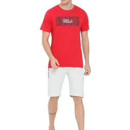 Masculino Latino Red Regular Fit Printed Nightwear Set image 1