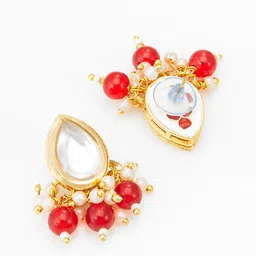 Aadita Gold-Plated Artificial Stones Studded And Beaded Necklace & Earrings image 3