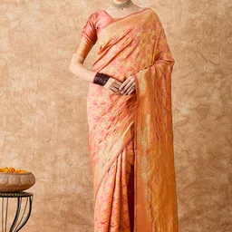 Maroosh Ethnic Motifs Zari Silk Blend Banarasi Saree-picture-32