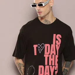 Kook N Keech Men Typography Printed Drop-Shoulder Sleeves Pure Cotton Oversized T-shirt-picture-47