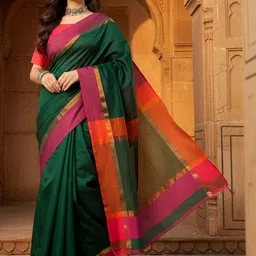 Anouk Rustic Woven Design Zari Silk Blend Handloom Taant Saree-picture-20