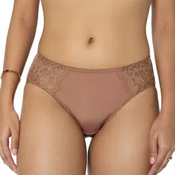 Triumph Sweet Line Smooth Medium Coverage Brief With Floral Lace Design Brown-picture-28