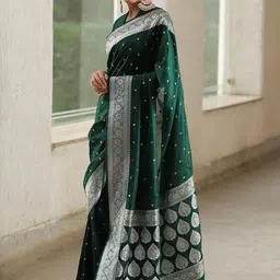 YAMUNE Woven Design Zari Art Silk Banarasi Saree image 4