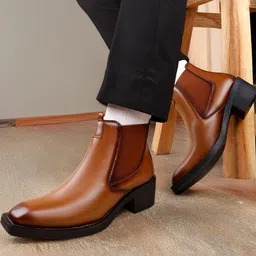 Bxxy Men's 2 Inch Height Increasing High Heel Ankle Chelsea Boots-picture-35