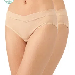 Inner Sense Organic Cotton Antimicrobial V Band Panties - Beige-picture-16