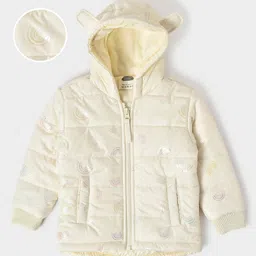 Mi Arcus 100% Polyester Full Sleeves Monochrome Rainbow Printed Winter Wear Padded Hooded Jacket - Off White-picture-15