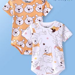 Babyoye Disney Interlock Knit Half Sleeves Onesies With Winnie The Pooh Print Pack of 2 - Orange & White-picture-19