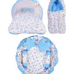 Babytoons Baby Bedding for New Born Mattress with Mosquito Net Sleeping Bag & Baby Nest Bed (0-6 Months) Blue-picture-27