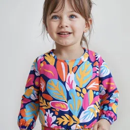 Babyhug Cotton Knit Full Sleeves Top With Leaf Print & Smocking Detailing - Dark Pink-picture-12
