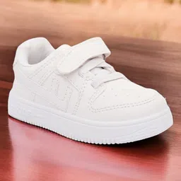 Lil Lollipop Solid Perforated Velcro Closure Shoes - White-image-17