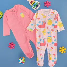 Pantaloons Baby Pack Of 2 Cotton Full Sleeves Pineapple & Ice Cream Printed Rompers - Multi Colour-image-54