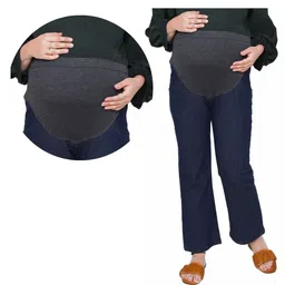 Mama & Bebe Denim Knit Mild Washed Maternity Jeans - Navy Blue-picture-11
