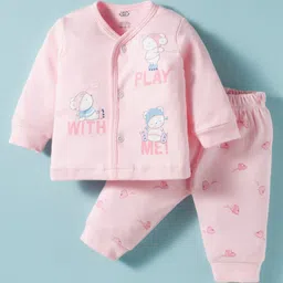 Zero Interlock knit Full Length Night Suit With Animal Print - Pink-picture-19
