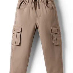 JASH KIDS Twill Woven Full Length Solid Trouser Pant With Cargo Pocket - Khaki-picture-15