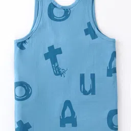 Taeko Single Jersey Sleeveless Vest Text Print - Milky Blue image 2