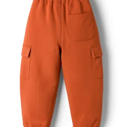 Babyhug French Terry Knit Full Length Lounge Pant With Text Print - Rust Orange image 2