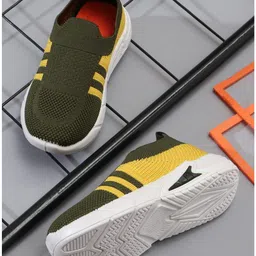 TOMSY CHOICE Mesh Detailed & Colour Blocked Slip On Shoes - Yellow image 3