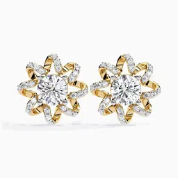 VALANOVA 925 Sterling Silver Plated With Yellow Gold Diamond Studded Earrings- 2.18 gm-image-94