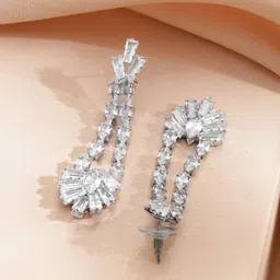 Rubans Voguish Rhodium-Plated Crystal & American Diamond-Studded Jewellery Set image 5