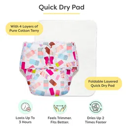 BASIC for Baby Reusable Cloth Diapers for Babies l Adjustable & Washable l 3M - 3Y l Rash Free Diaper - Icecream image 3