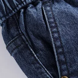 Babyhug Denim Mid Thigh Washed Shorts With Stretch - Navy Blue image 3