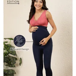 Zelena Solid High Waist Leggings - Navy Blue image 5