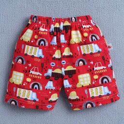 BUMZEE Cotton Pack Of 4 Vehicle & Hen Printed Shorts - Yellow & Teal Blue image 5