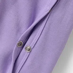 Babyhug Disney Interlock Knit Full Sleeves Rompers with Minnie Mouse Print - Lilac image 4