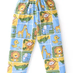 Babyhug Cotton Knit Full Sleeves Night Suit with Animal Print - Multicolour image 5