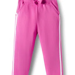 Babyhug Terry Knit Full Sleeves Hooded Top and Lounge Pant Set with Kangaroo Pockets & Fabulous Text Print - Pink image 4