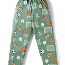 Ollypop Sinker Knit Full Sleeves Co-ords Night Suit With Football Print - Olive Green image 5