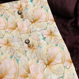 Peachmode Printed Linen Unstitched Dress Material image 2