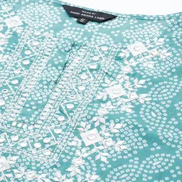 Ginni Arora Label Women Blue Ethnic Motifs Printed Pure Cotton Kurta with Trousers & With Dupatta image 2