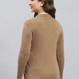 Monte Carlo Camel Regular Fit Self Pattern Cardigan image 2