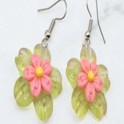 SAPRAA TRENDS Silver-Plated Plastic Floral Drop Earrings image 4