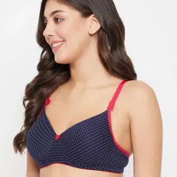 Clovia Blue Cotton Printed T-Shirt Bra image 2