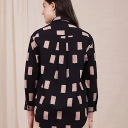 Pink Fort Black Cotton Printed Shirt image 2