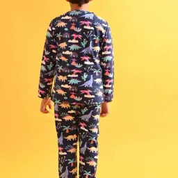 Anthrilo Kids Blue Cotton Printed Full Sleeves T-Shirt & Trouser image 2