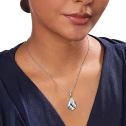 Mia by Tanishq 925 Silver Mother of Pearl Aqua Silver Pendant image 2