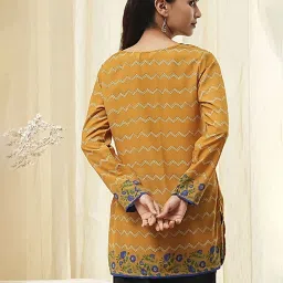 Biba Mustard Polyester Printed Kurta image 2
