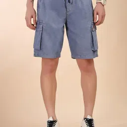 Thomas Scott Blue Cotton Straight Fit Shorts-image-47