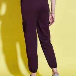 BUYNEWTREND Pruple Relaxed Fit High Rise Joggers image 2
