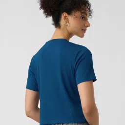The Souled Store Azure Slim Fit Ribbed T Shirt image 2