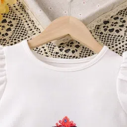 Bolly Lounge Girls White Cotton Regular Fit Floral Party Dress image 2