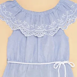 Pantaloons Junior Blue Cotton Embroidered Dress image 2