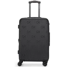 Calvin Klein Insiginia 2.0 Black Textured Hard Cabin Trolley Bag - 67 cm image 2
