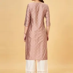 Rangmanch by Pantaloons Pink Embroidered Straight Kurta image 2