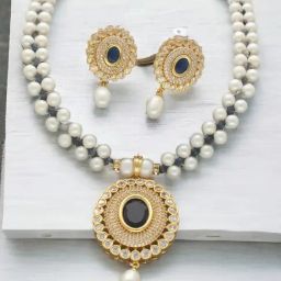 Sri Jagdamba Pearls Rosette Pearl Necklace Set for Women and Girls-picture-49